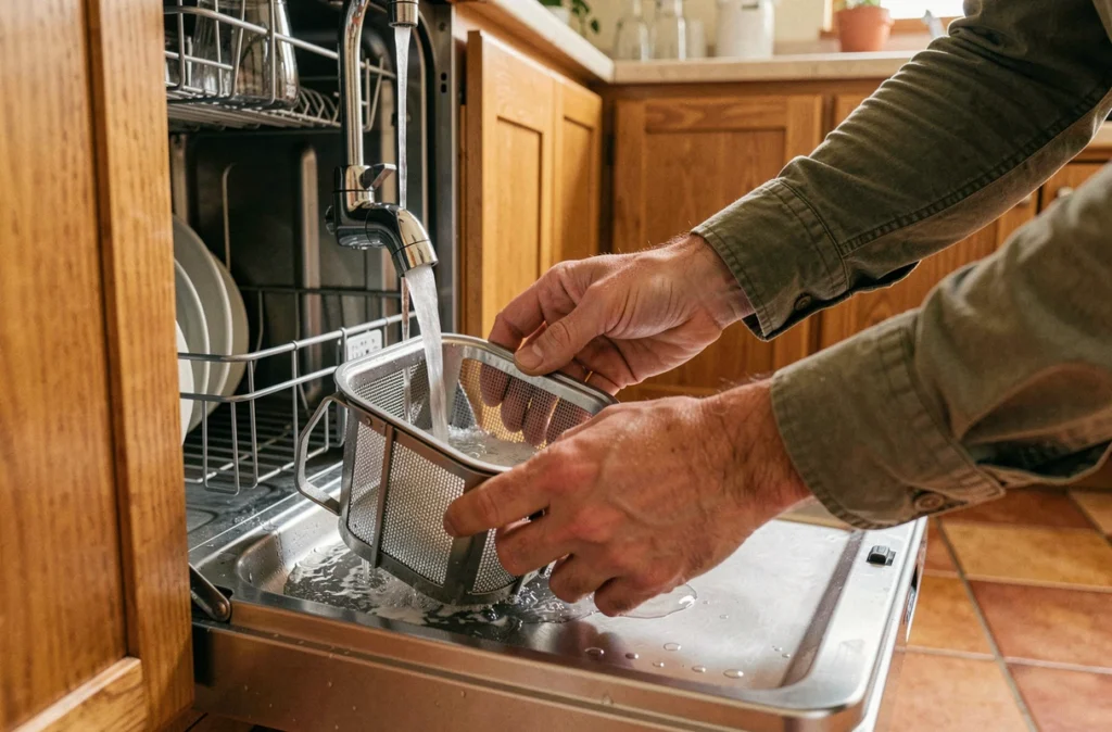Nettoyage du filtre de lave-vaisselle sous l'eau du robinet pour prolonger la durée de vie de l'appareil